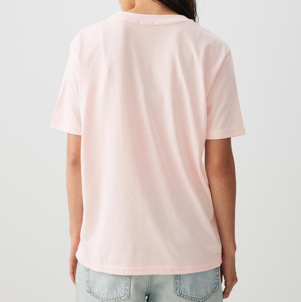 BORN TO YAP Oversized Basic Tee with Bow Detail 🎀, Pastel Pink (XS) - Picture 4 of 5